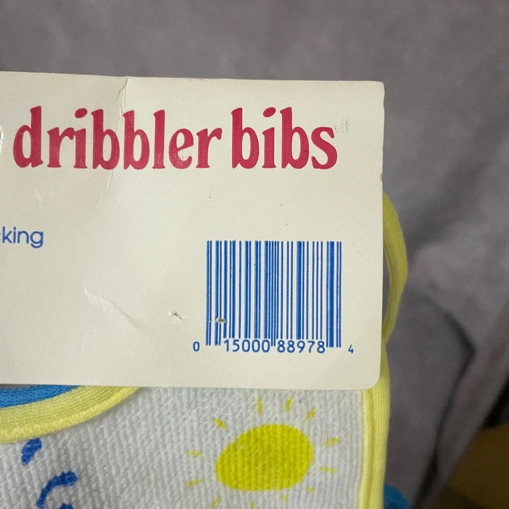 Gerber Dribbler Bibs Kids OS White NEW Vintage‎ 1989 Teddy Bear 2-Pack USA Made